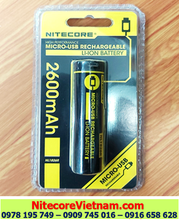 Pin sạc Micro USB Nitecore NL1826R 